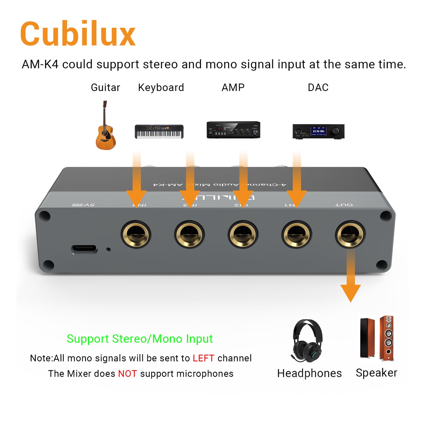 AM-K4 6.35mm Mini Audio Mixer