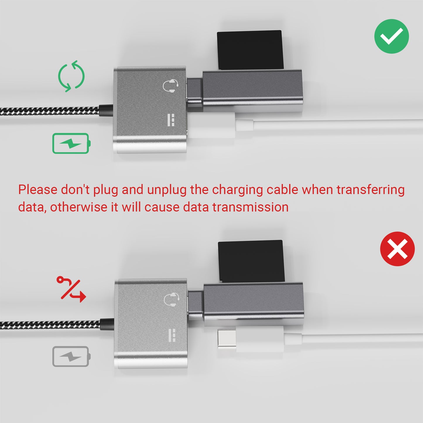 USB C to Dual USB C Splitter-Silver