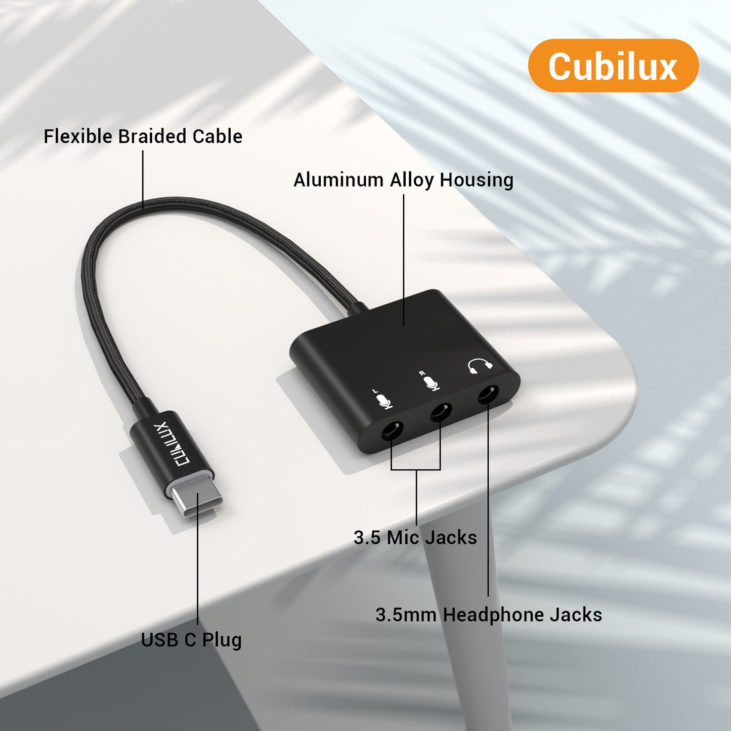 USB C to Dual 3.5mm Audio Interface