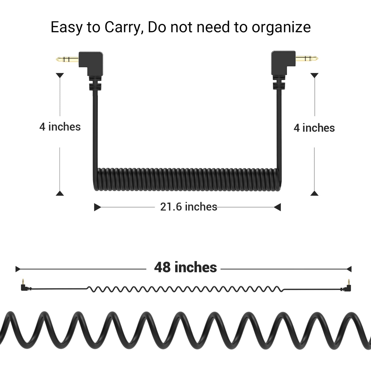 Coiled 3.5mm Audio Cable Male to Male