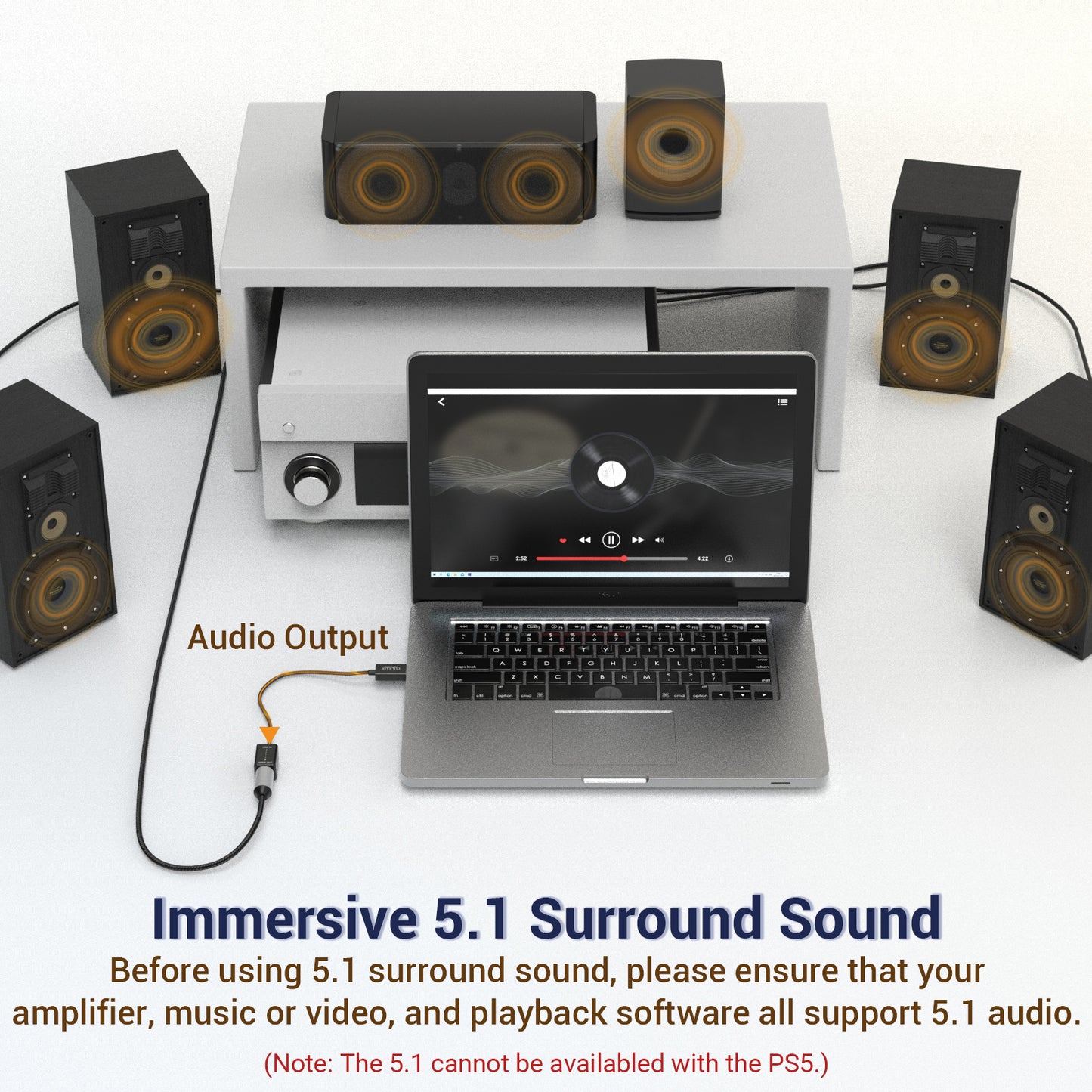 USB A to TOSLINK Optical Audio Adapter-Black