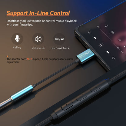 USB C Headphone Adapter with DAC-Blue