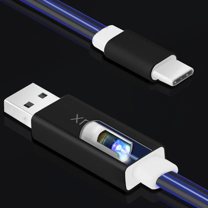 Glowing USB C Charging Cable-Blue,2FT