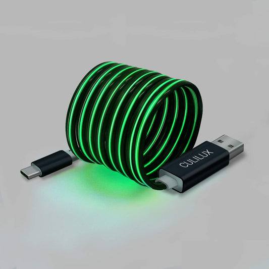 Glowing USB C Charging Cable-Green,2FT