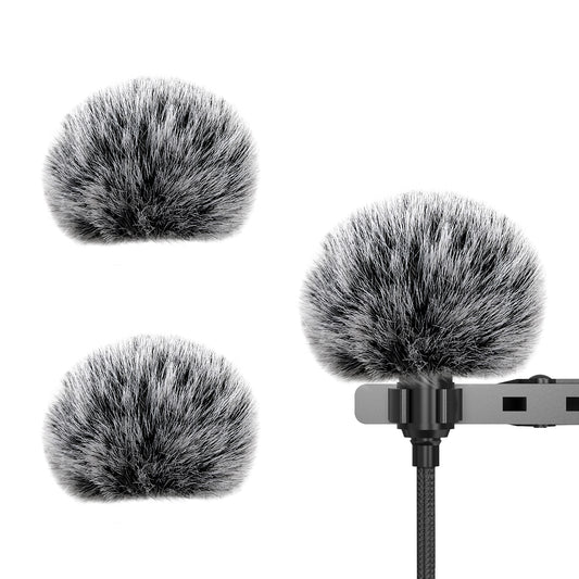 2 Pack Outdoor Furry Windscreen for Lavalier Lapel Microphpone