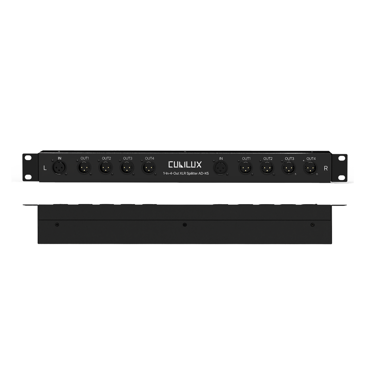 1-in-4-out XLR Splitter, 1U 19" Rack Mount Balanced Audio Distribution Box