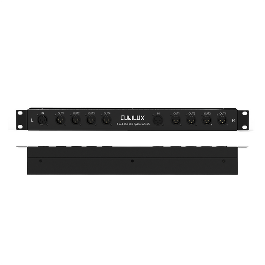 1-in-4-out XLR Splitter, 1U 19" Rack Mount Balanced Audio Distribution Box