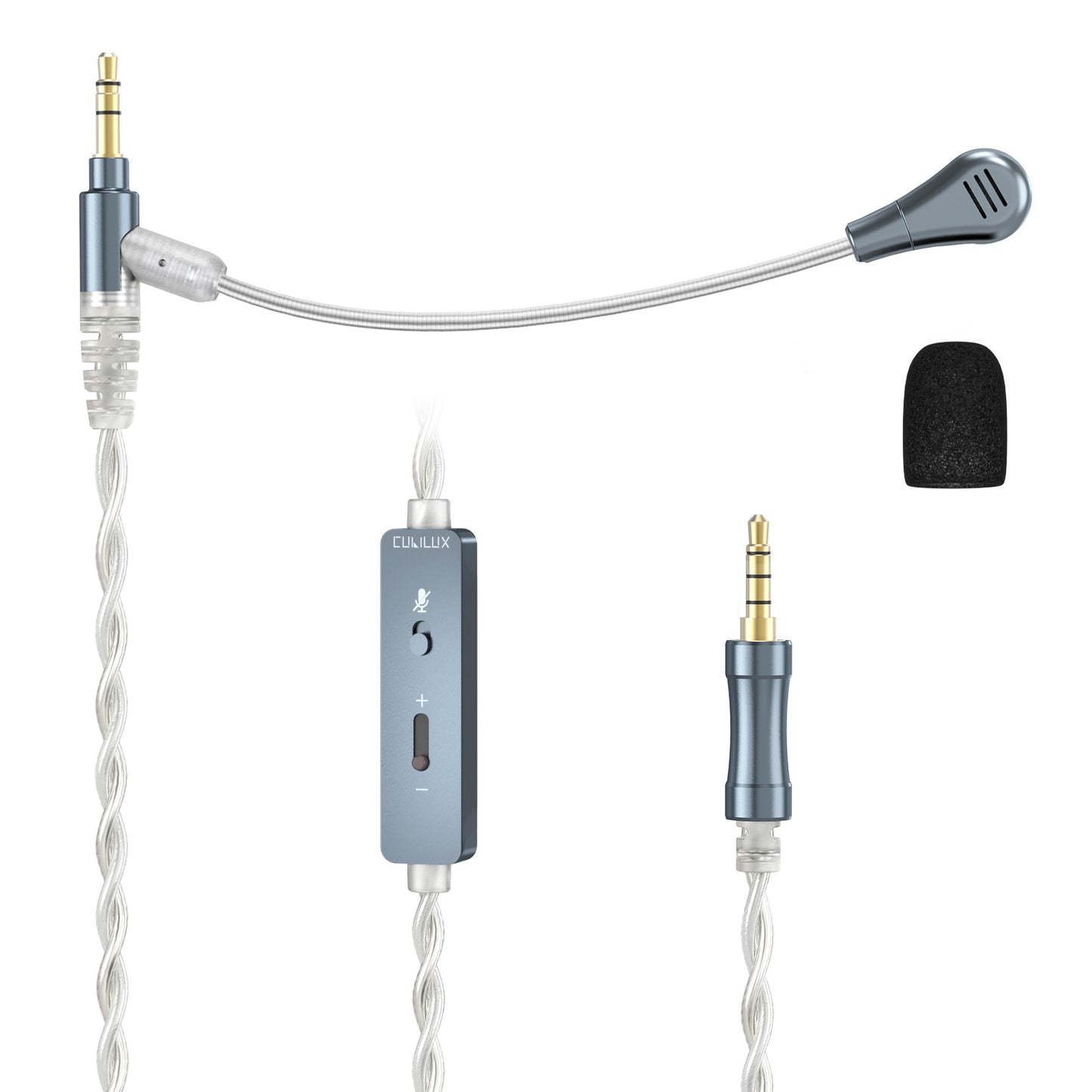 3.5mm Headphone Cable with Boom Mic, Mute Switch, Volume Control, 6 FT