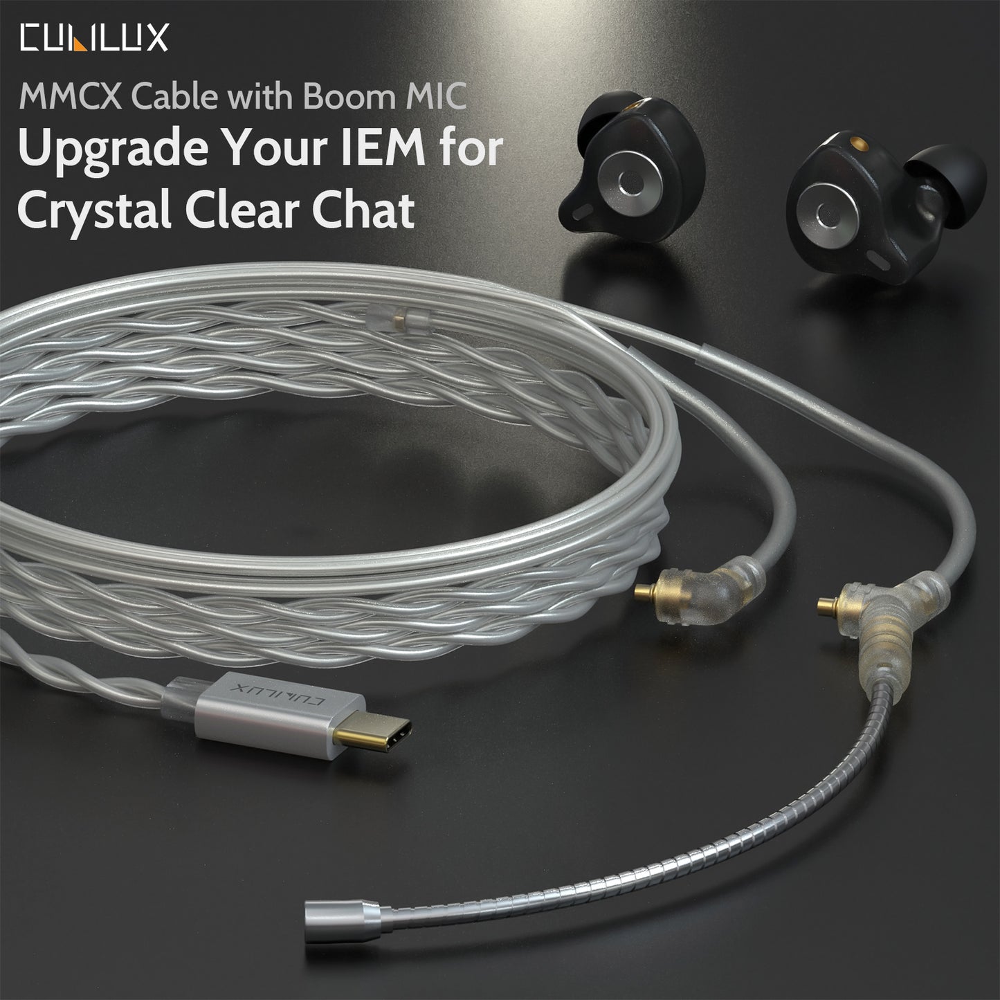 USB C MMCX Cable with Boom MIC