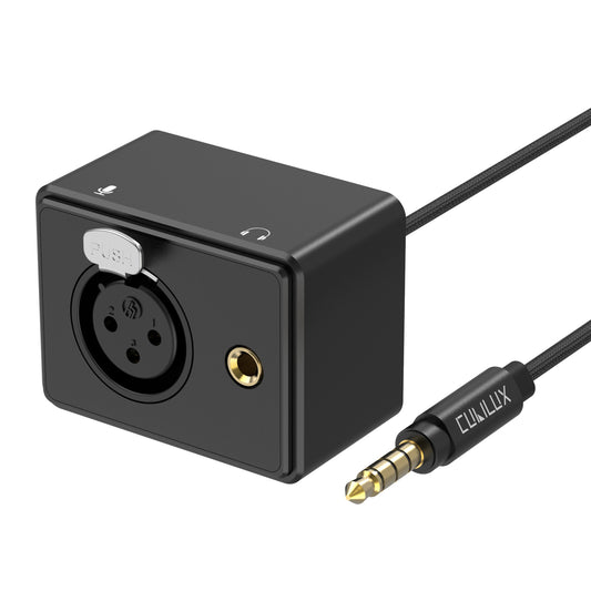 3.5mm TRRS Plug to XLR Lapel Microphone and 3.5mm Headphone Out Splitter