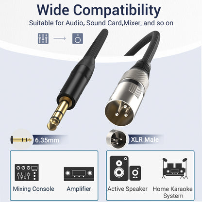 XLR Male to 6.35 TRS Jack Cable,6.5 FT