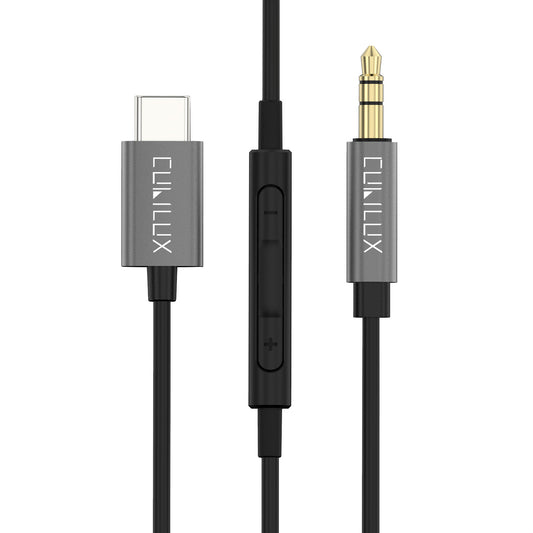 USB C to 3.5mm Audio Cable-Black&Gray,4 FT