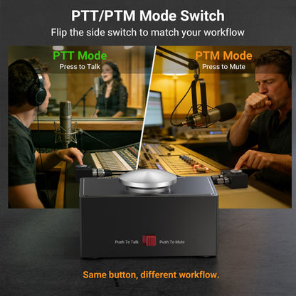 PTT/PTM XLR Microphone Switch, Push-to-Talk/Push-to-Mute Switchable Momentary MIC Button with LED