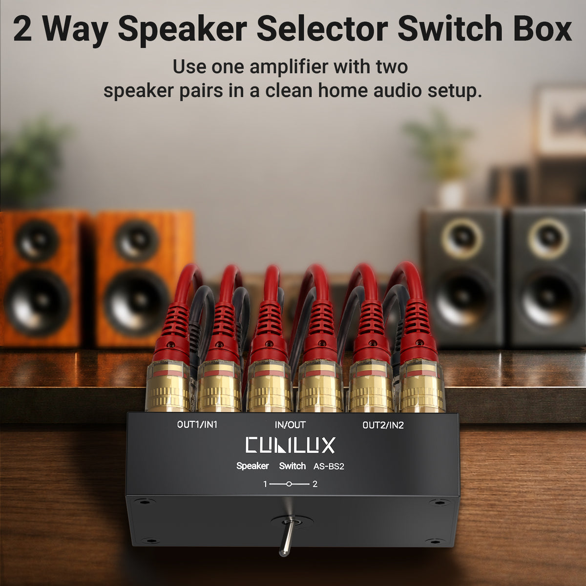 AS-BS2 Speaker Selector Switch Box, 2 Way A/B Amp Switcher
