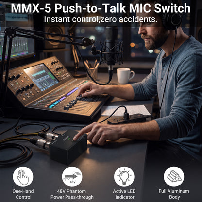 XLR Push-to-Talk Mute Switch for Dynamic and Condenser Mics