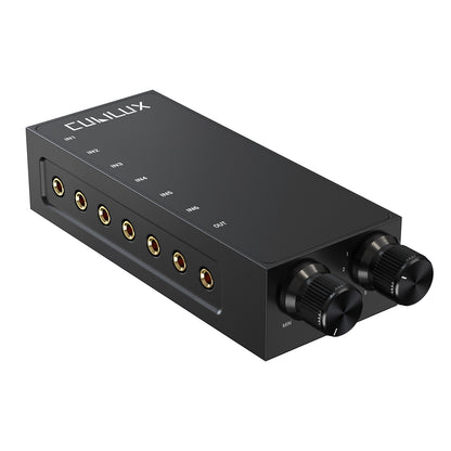3.5mm 6-in-1 Stereo Audio Switcher with Volume Control & Mute