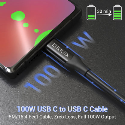 100W PD USB C Data Cable for 4K Video Output,Fast Charging,5 M