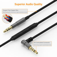 Right-Angled 3.5mm to 3.5mm Headphone Replacement Cable-GRAY，4FT