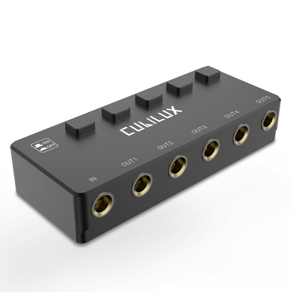 6.35mm 5 Ways Audio Splitter with Switch-Black