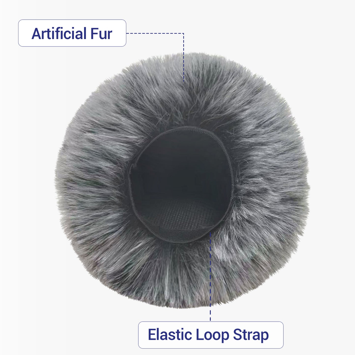 1 Pack Microphone Furry Windscreen with Elastic Loop Strap