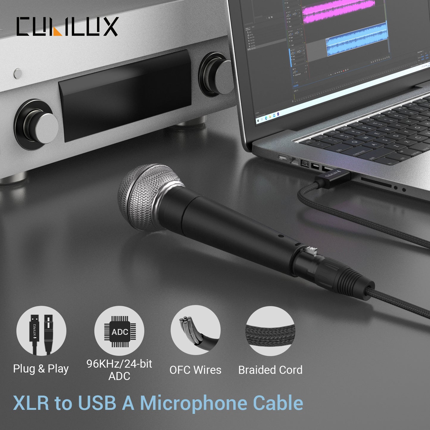 XLR Microphone to USB A Cable,6.6 FT