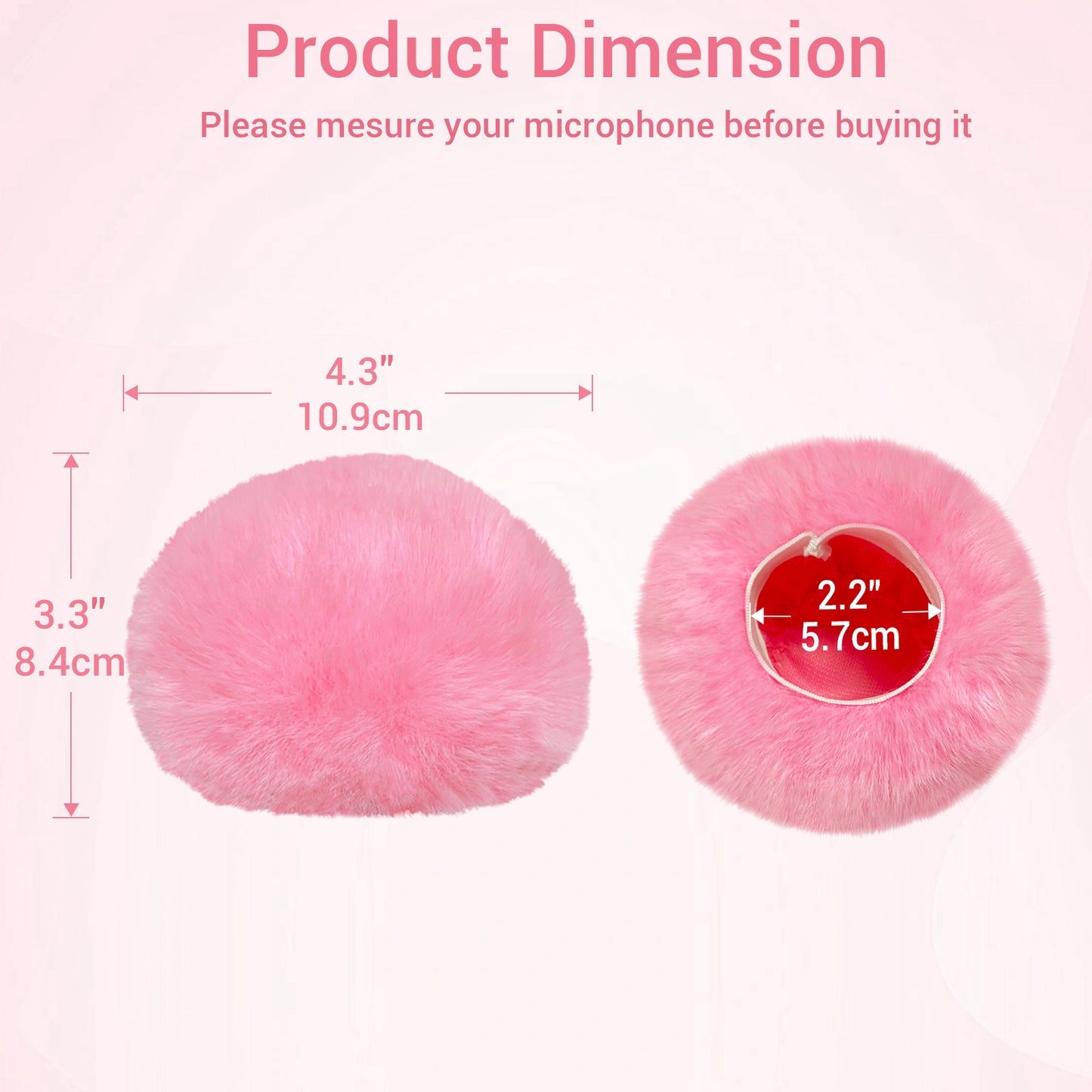 1 Pack Pink Microphone Furry Windscreen