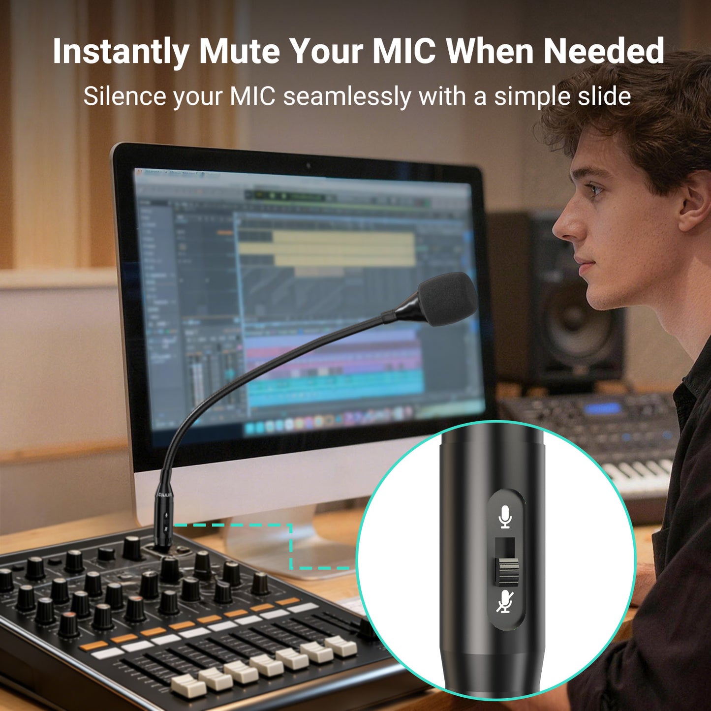 XLR Gooseneck Microphone with Mute Button