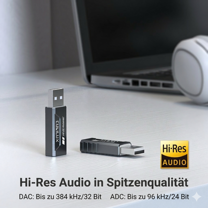 USB to 3.5mm Audio Adapter, Hi-Res 384KHz/32-bit USB A DAC Dongle
