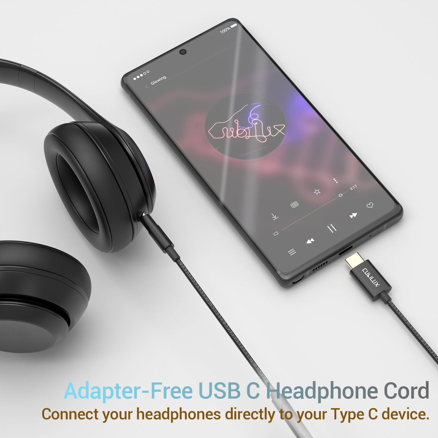 USB C to 3.5mm Headphone Cable with MIC-Black