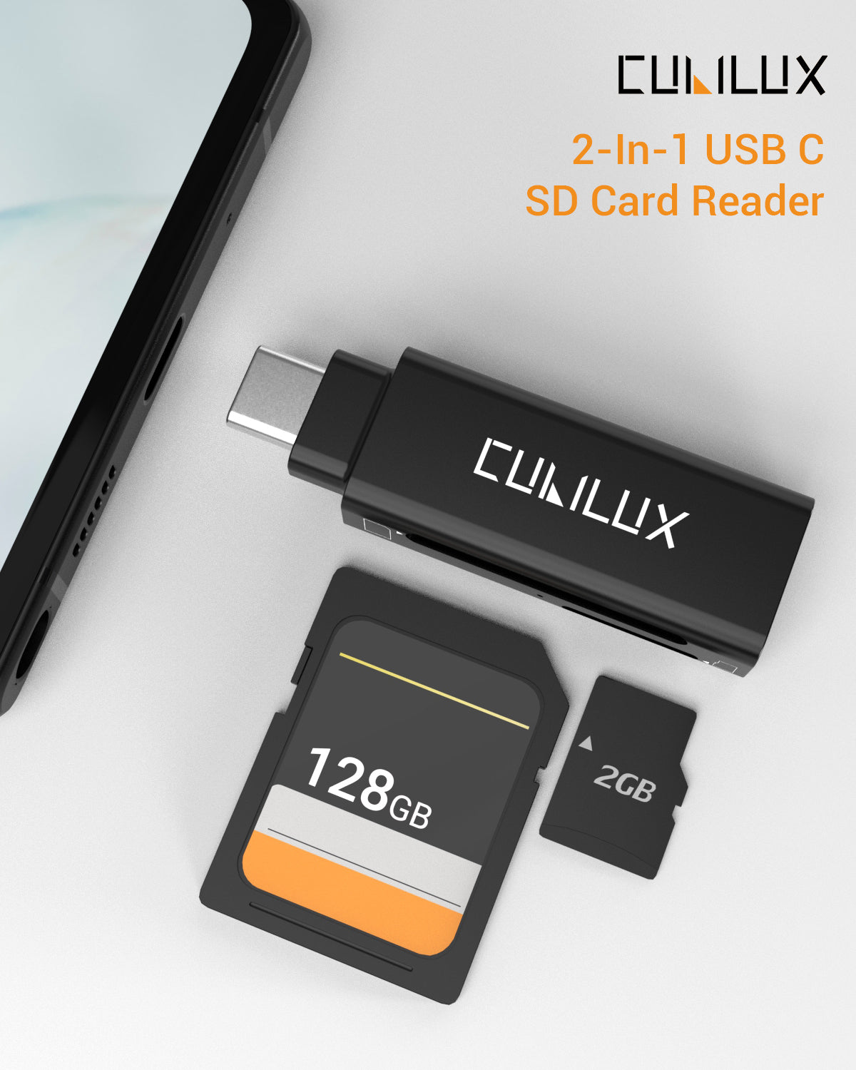 2-In-1 USB C SD Card Reader-Black