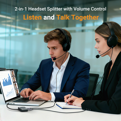 3.5mm Dual Headset Adapter with Volume Control
