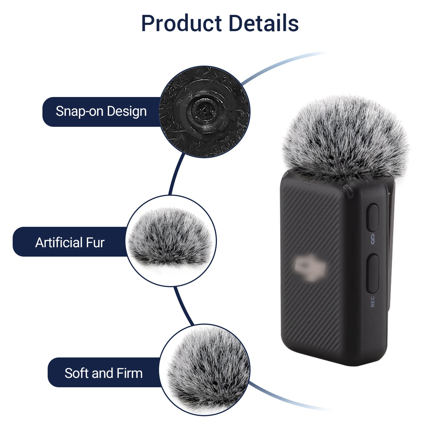 Fury Windscreen for DJI Lavalier Microphone-4PACK