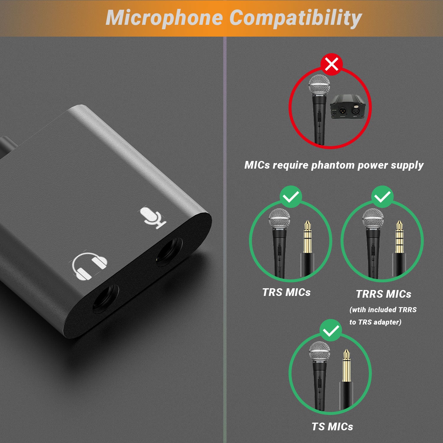 USB C to Audio&MIC Splitter-Black – Cubilux