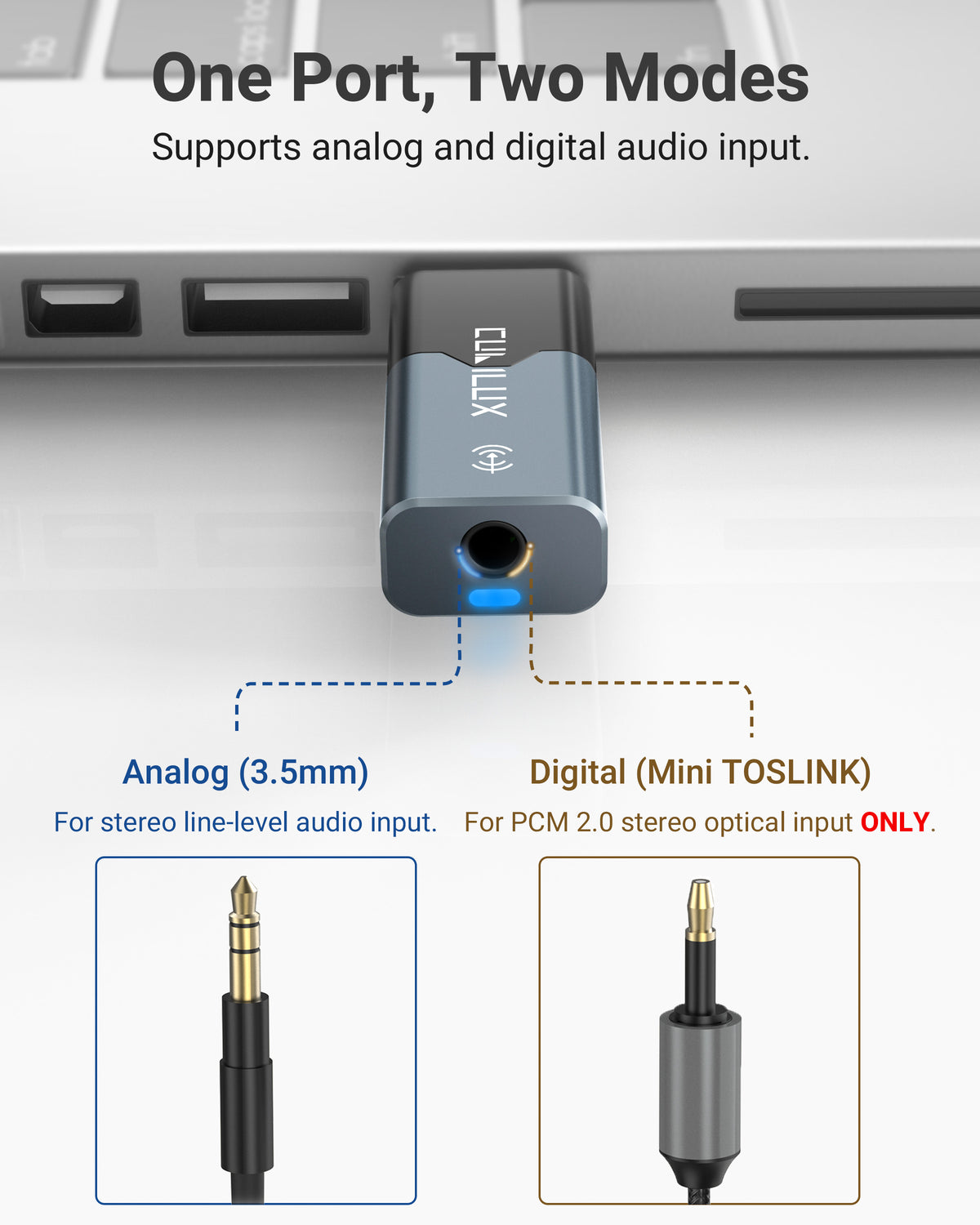 LA8 3.5mm Analog & Mini TOSLINK to USB Audio Capture Adapter