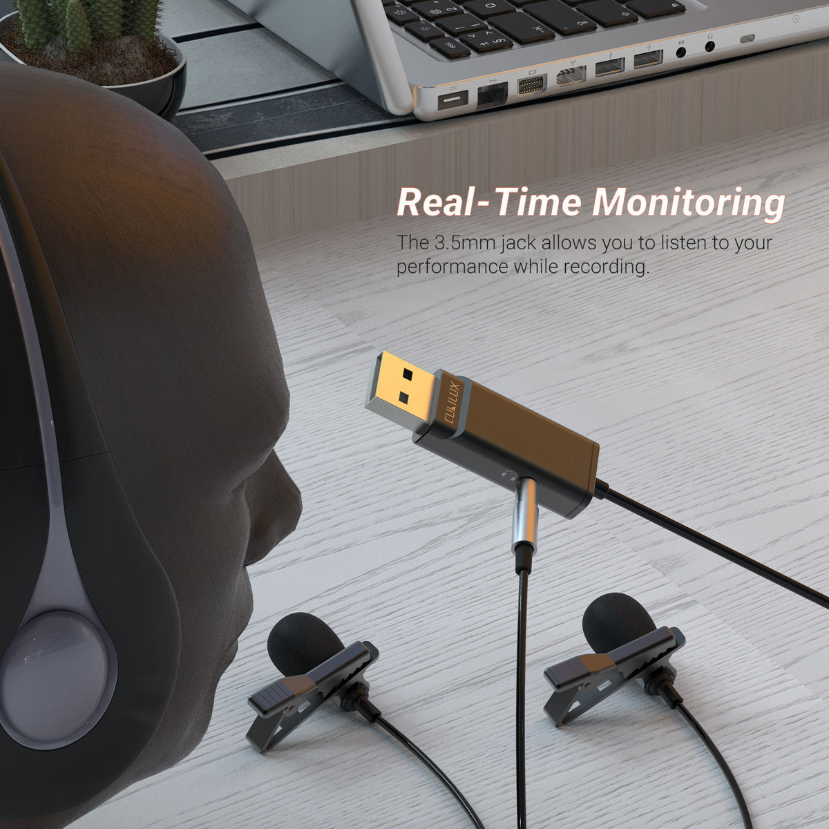 USB A Omnidirectional Dual MIC with 3.5mm Jack-10 FT – Cubilux