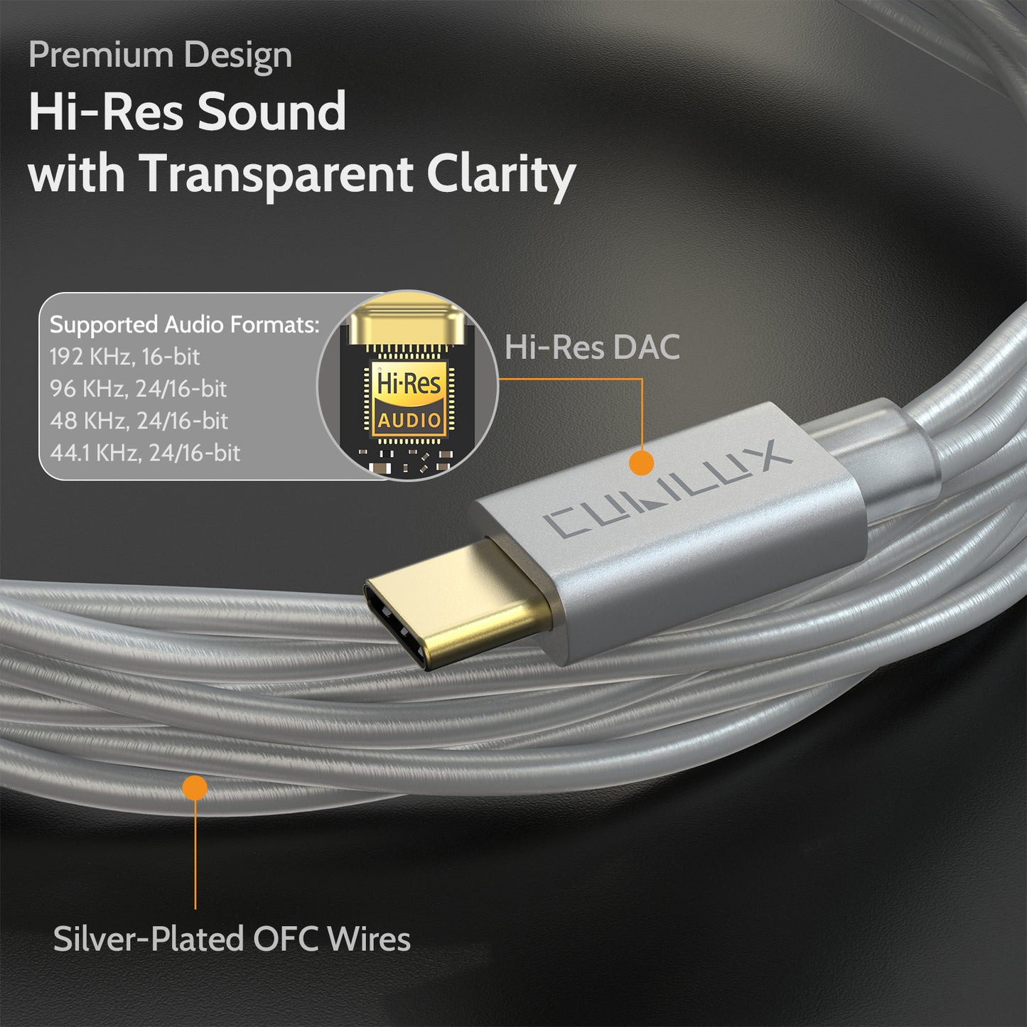 USB C MMCX Cable with Boom MIC