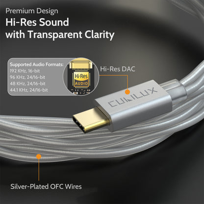 USB C MMCX Cable with Boom MIC