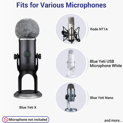 1 Pack Microphone Furry Windscreen with Elastic Loop Strap