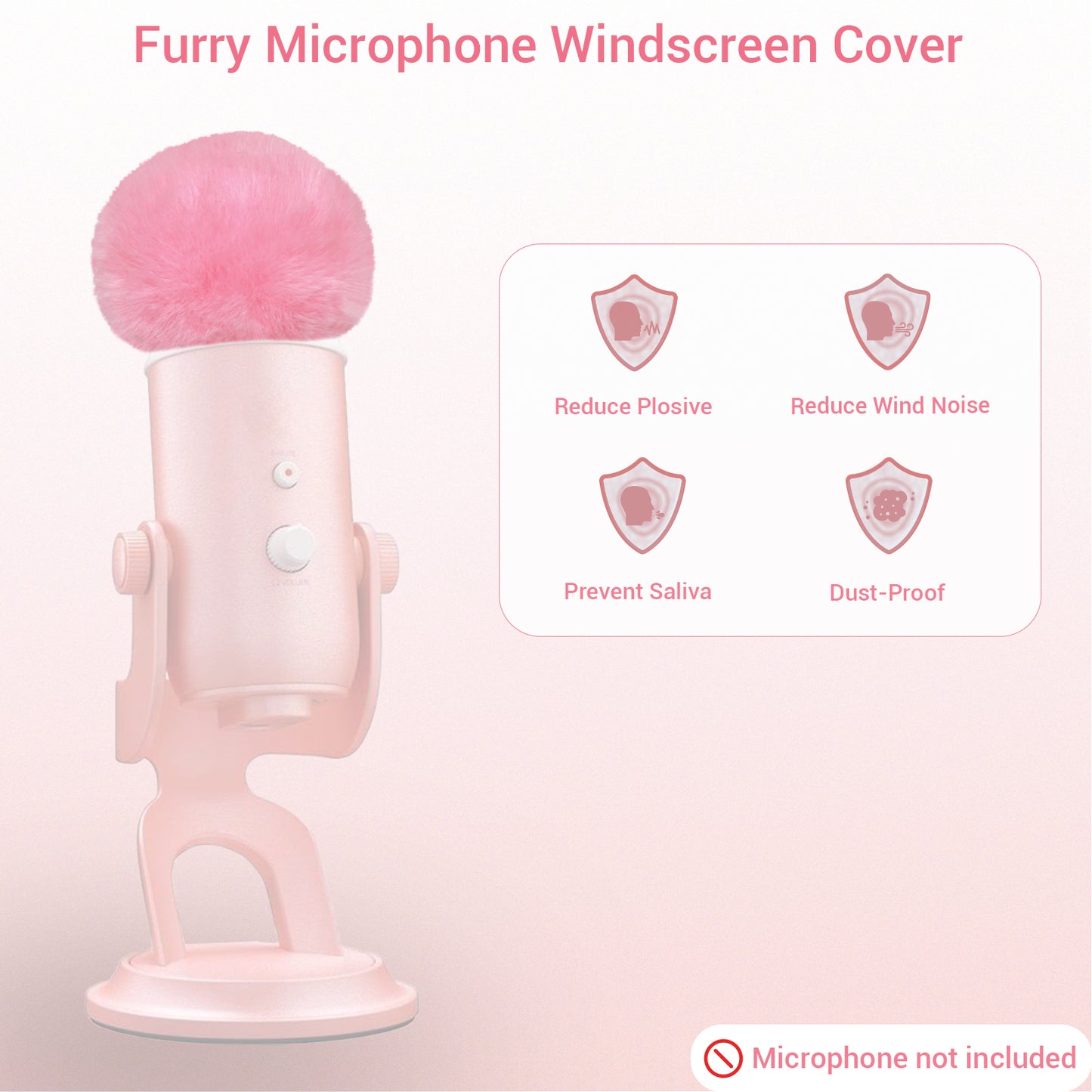 1 Pack Pink Microphone Furry Windscreen