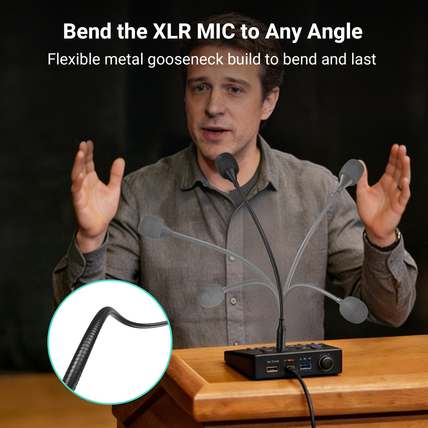 XLR Gooseneck Microphone with Mute Button