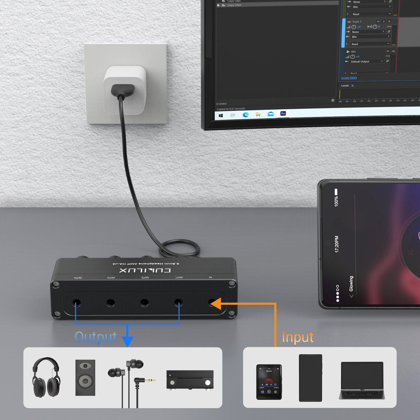 4-Way Headphone Amplifier 3.5mm