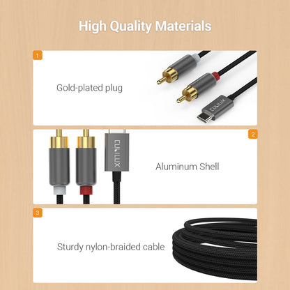 USB C RCA Cable,Gray-3 FT