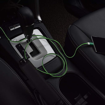 Glowing USB C Car Charge Cable-Green,2FT