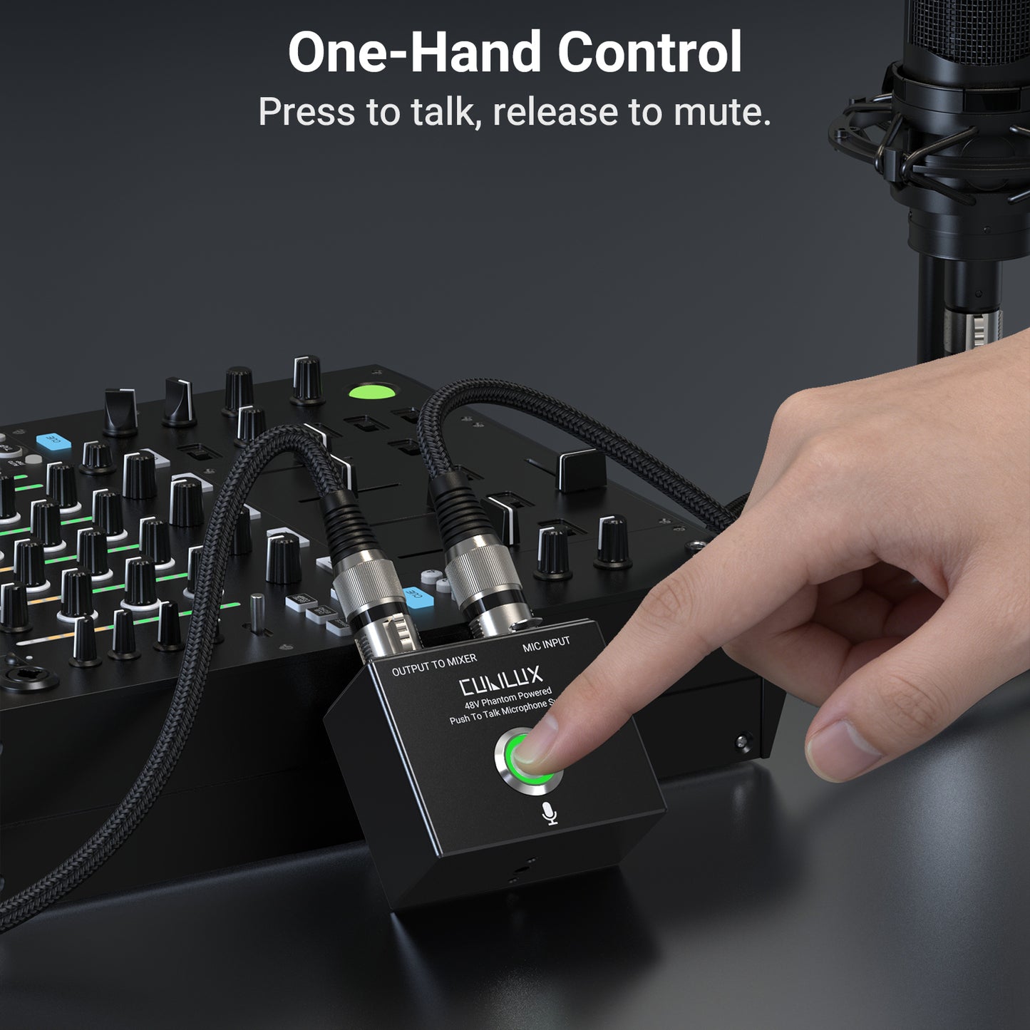 MMX-2 XLR Push-to-Talk (PTT) Microphone Switch - 48V Phantom Power Pass