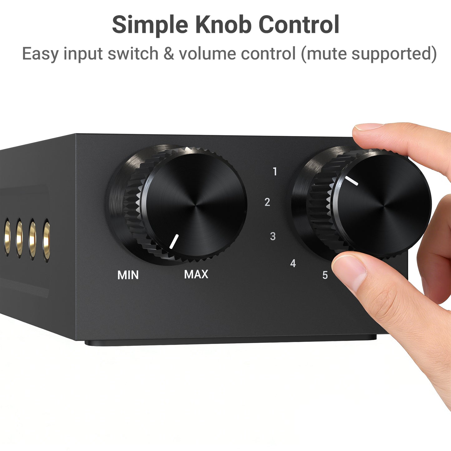 3.5mm 6-in-1 Stereo Audio Switcher with Volume Control & Mute