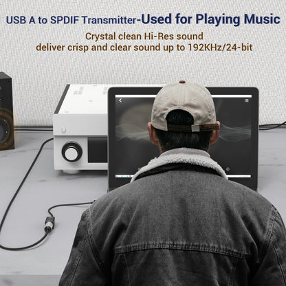 USB A to TOSLINK Optical Audio Adapter-Black