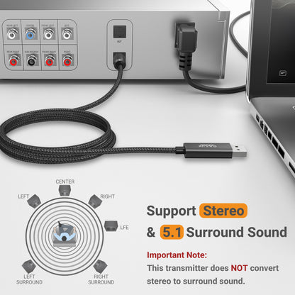 USB A to TOSLINK Optical Audio Cable
