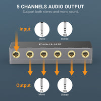 6.35mm 5 Ways Audio Splitter-GRAY