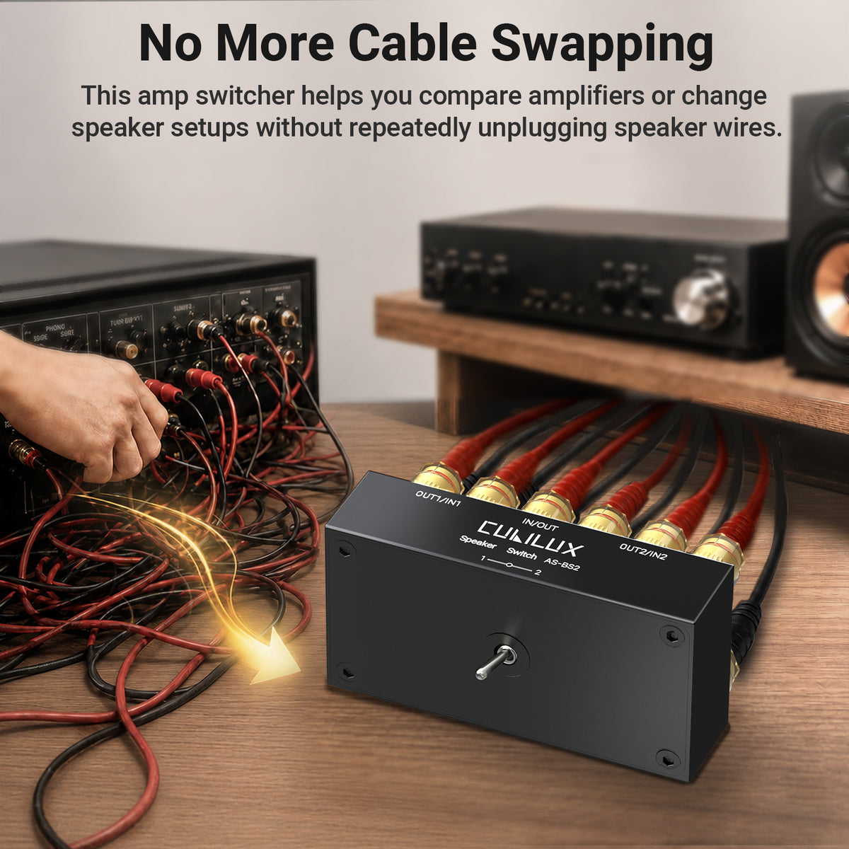 AS-BS2 Speaker Selector Switch Box, 2 Way A/B Amp Switcher