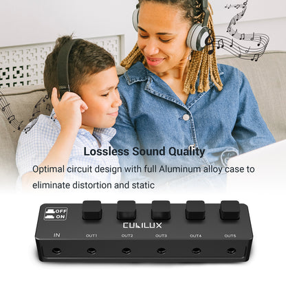 3.5mm 5-Way Audio Splitter  with On/Off Control